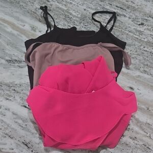Stylish Women's Pink, Black, and Tan Tops